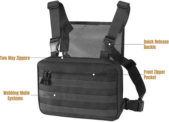 Military Tactical Chest Bag Backpack Men Adjustable Multi-Functional Molle Tool Pouch Shoulder Tactical Vest Bag