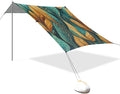 Vibrant Leaf Aqua Golden Beach Tent Sun Shelter Set UPF50+ UV Protection 10.5 x 9.19 FT Camping Shade Canopy with Sandbags Sand Anchors Carrying Bag and Others