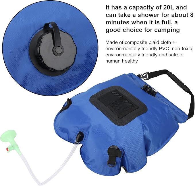 Camping Shower Bag Outdoor 20L Solar Power Shower Bag Camping Portable Sun Heated Bath Bag with Shower Head
