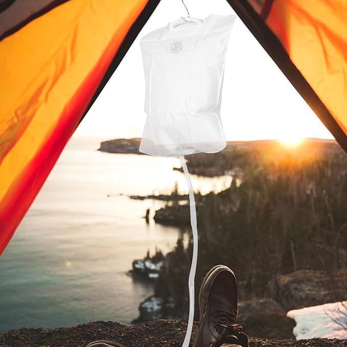 Veemoon Portable Camping Shower Bag 10l Outdoor Portable Shower Pouch with White Handle Lightweight Water Storage Bag for Hiking Travel and Camping