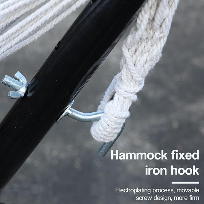 Double Hammock Basics Heavy-Duty Metal Hammock Stand 440 LBS Capacity with Carrying Bag Strong Load-Bearing Striped Print Red