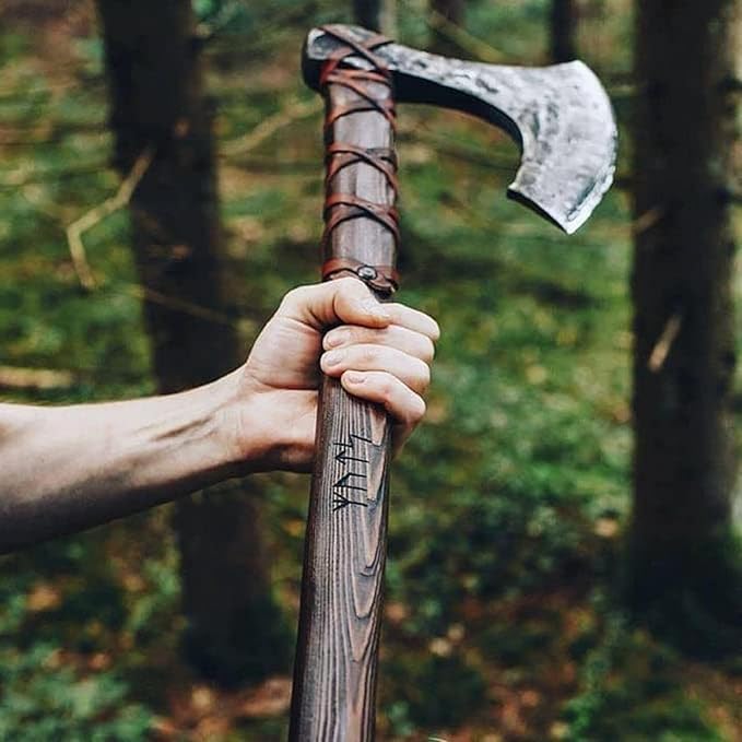 MDM-012 Viking Axe Real Large Norse Axe - Dane Ax Hatchet Beared Camping Axe 5160 HIGH Carbon Steel Blade Vintage Ax Viking Gift for Him
