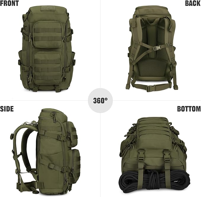 45L Tactical Backpack Military Molle Backpack with 17 Laptop Compartment Survival Large Hiking Travel Rucksack for Outdoors