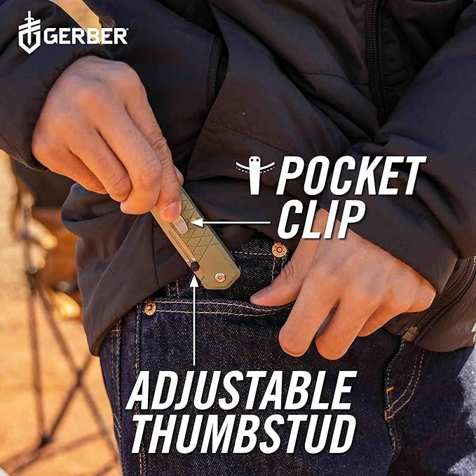 Gerber Gear Zilch Pocket Knife with 3.1 Plain Edge Blade Folding Knife with Clip Lightweight EDC Gear and Equipment
