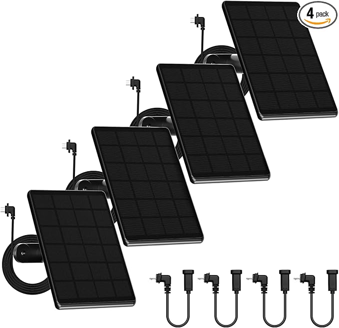 4 Pack 6W Solar Panel for Blink Camera High-Efficiency Monocrystalline Silicon Solar Panels Compatible with Blink Outdoor 2K+ 4(4th Gen)/(3rd Gen)/XT3XT2/XTIP66 Wterproof10Ft Outdoor Power Cable