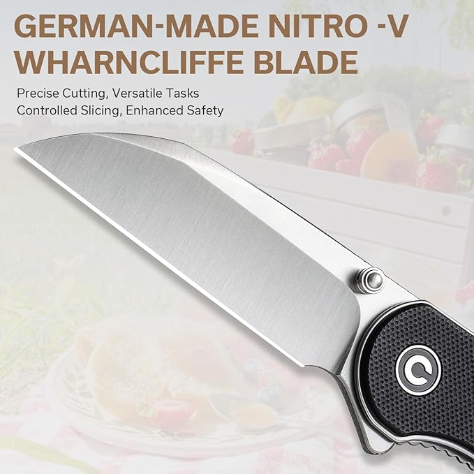 CIVIVI Pocket Knife - Elementum Folding Knife with 2.97'' Nitro-V Wharncliffe Blade G10 Handle Ideal for Outdoor EDC Gift C18062AF-1