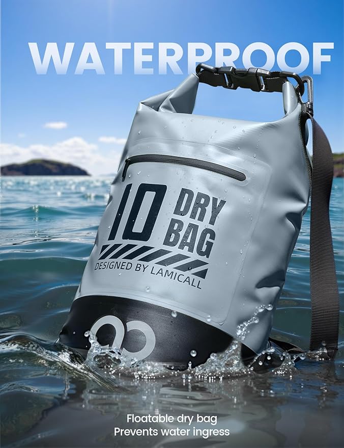 Lamicall Dry Bag Waterproof Backpack - [Durable &amp Floating] 5L/10L/20L/30L/40L Large Water Proof Bag with Waterproof Phone Case for Kayaking River Rafting Lake Float Trip Tubing Essentials