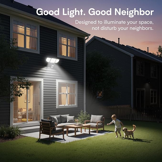 65W 6500LM Flood Lights Outdoor Motion Sensor with Night Light Hardwired Security Floodlights 6500K IP65 Waterproof Dusk to Dawn Lighting Outside Black 1 Pack