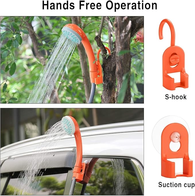 Portable Outdoor Camp Shower Camping Shower Pump Rechargeable Portable Shower Head for Camping Beach Swimming Hiking Traveling