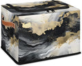 Marble Storage Bins with Zipper Lid Abstract Fabric Lidded Storage Baskets Cubes with Handles Decorative Foldable Shelf Closet Organizer Container