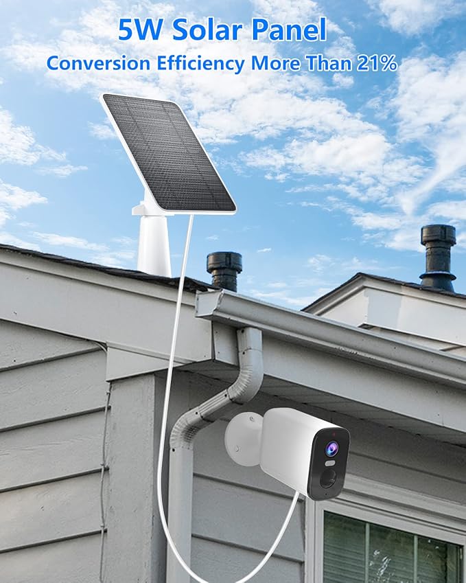 Solar Panel for Security Camera 5W USB Solar Panel for DC 5V Security Camera Micro USB &amp USB-C Port Solar Panel IP65 Waterproof Solar Charger for Camera360° Adjustable Mounting 13ft Cable 4 P
