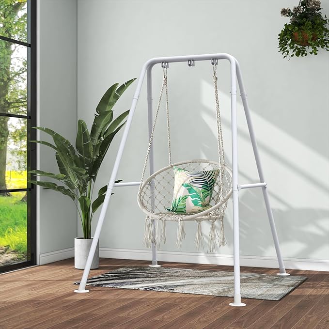 G TALECO GEAR Hammock Chair StandHeavy-Duty Steel 300LBS Multi-Use Hammock Stand for Outdoor Indoor Swing Chair not Include (White)