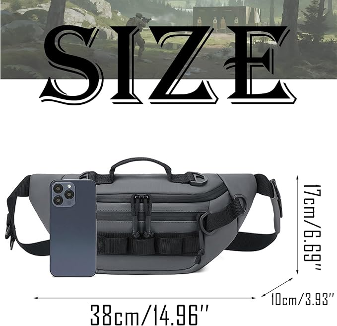 Tactical Fanny Pack for Men Women Military Waist Bag Molle Utility Hip Belt Pouch Crossbody Bags Bumbag for Cycling Hiking Walking Fishing(Black)