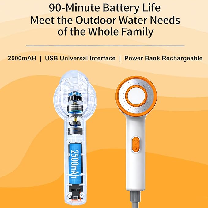 Portable Shower for Camping - 2500mAh Rechargeable Outdoor Shower with LED Light 20L Large Capacity Foldable Bucket Filtered Shower Head Outdoor Shower for Camping RV Car Washing Pet Bath