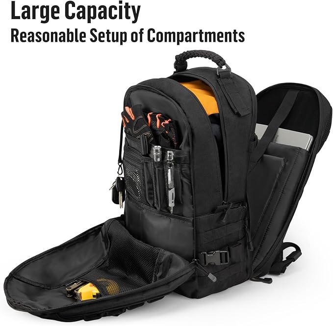 25L Tactical Backpack for Men: Military MOLLE Assault Rucksack 900D with Laptop Compartment EDC Daypack Used for HikingWorkSportsSchoolTravel