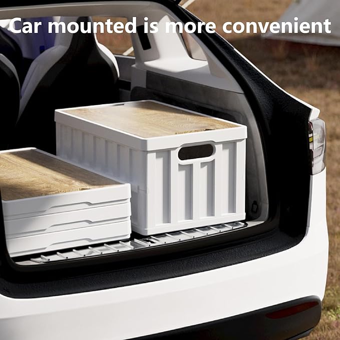 7.93-13.21 gallon large capacity camping folding box storage box organizing box suitable for home outdoor camping car use - black white green (White stripes 16.5x11x8.6)