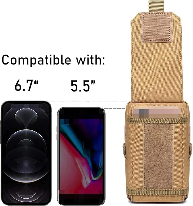 Tactical MOLLE Multifunction Nylon Everyday Carry Utility Organizer Phone Pouch Waist Bag for 5.5–6.7 in Smartphones