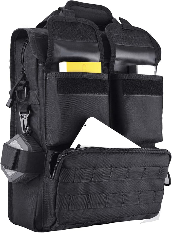 FRTKK Tactical Messenger Bag Military MOLLE Sling Shoulder Pack Briefcase Laptop Assault Gear Handbags Utility Carry Satchel (Black 15.6 inch)