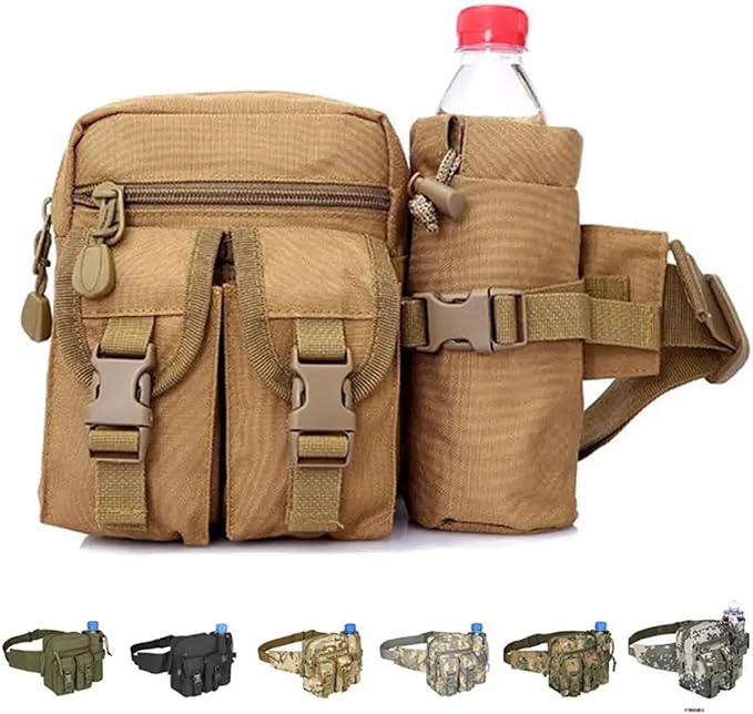 Waterproof Nylon Fanny Pack Men Tactical Military Army Waist Bag Hiking Outdoor Camping Shoulder Bum Belt Bum Sport Chest Bags(Army Green)