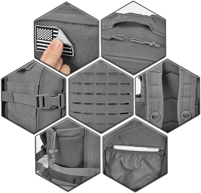 QT&ampQY 25L/45L Military Tactical Backpack For Men Molle Daypack 3 Day Bug Out Bag Hiking Rucksack With Bottle Holder