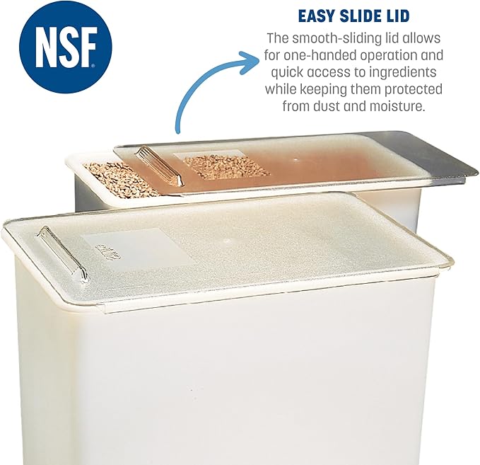 Carlisle FoodService Products BIN3602 Portable Ingredient / Food-Storage Bin with Sliding Lid 36 Gallon White