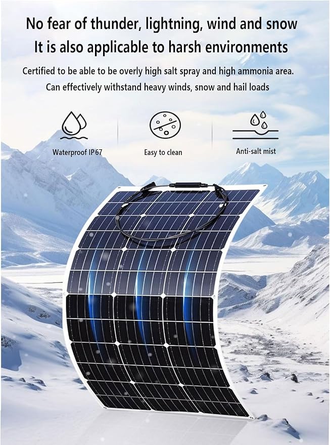 Flexible Solar Panel Waterproof Monocrystalline Lightweight Solar Panel 2pcs 400 Flexible Bendable 12V Monocrystalline Off-Grid for RV Boat Cabin Van Car and Caravan RV Boat Camper(Color:White)