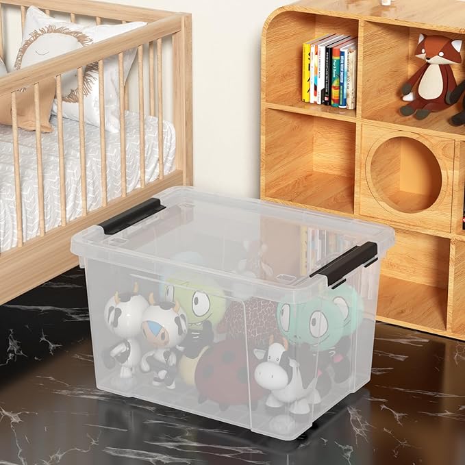 50 Quart Large Plastic Storage Boxes Clear Plastic Storage Bin with Lid 4 Packs