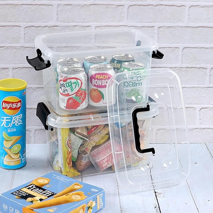 6 Quart Plastic Storage Box with Handle Clear Latching Bin with Lids 6 Packs