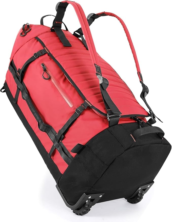 Rolling Duffle Bag with Wheels86L 30”Carry on Luggage with WheelsFolding Travel BagDuffle Backpack with Separate Shoe Compartment (red)