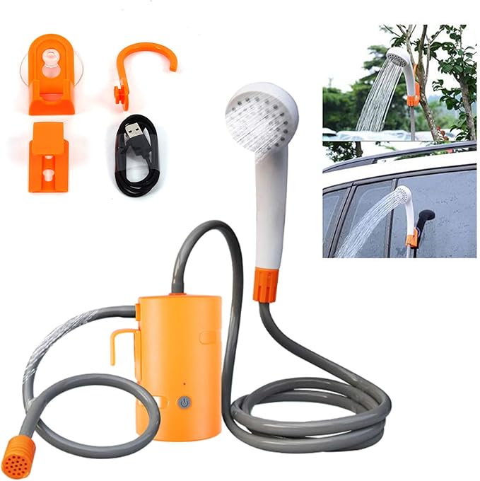 Portable Shower4400mAh Rechargeable Shower PumpCamping Shower for CampingHikingPet BathCar Washing