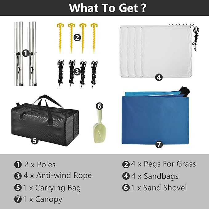 Dark Blue Gradient Beach Canopy UPF50+ Easy Setup Portable Sun Shelter with Carrying Bag for Camping Picnics Backyard &amp Fishing