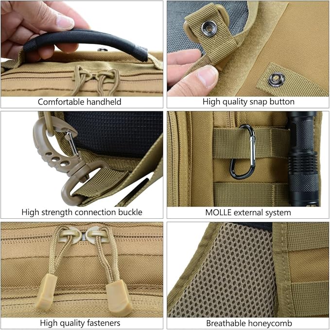 Outdoor Tactical Sling Bag Pack Military Sport Shoulder Sling Backpack EDC Molle Assault Bag for Every Day Carry (Mud)