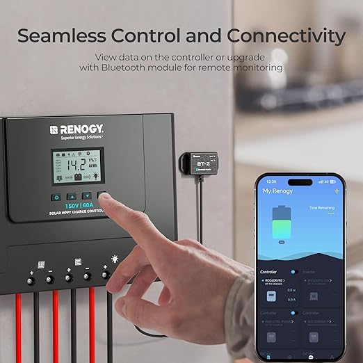 Renogy 60A MPPT Solar Charge Controller 12V/24V/36V/48V Auto 150V Maximum Solar Input Compatible with Lithium AGM Gel Batteries for Home RV Marine Workshop Rover Lite 60A