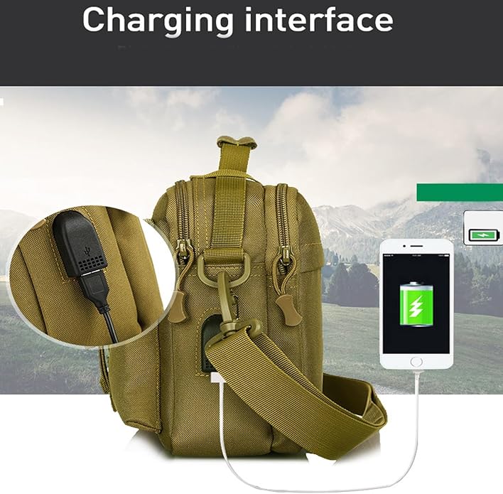 Tactical Messenger Bag Sling Crossbody for Men Multifunction Nylon Shoulder Briefcase Handbags with USB Port