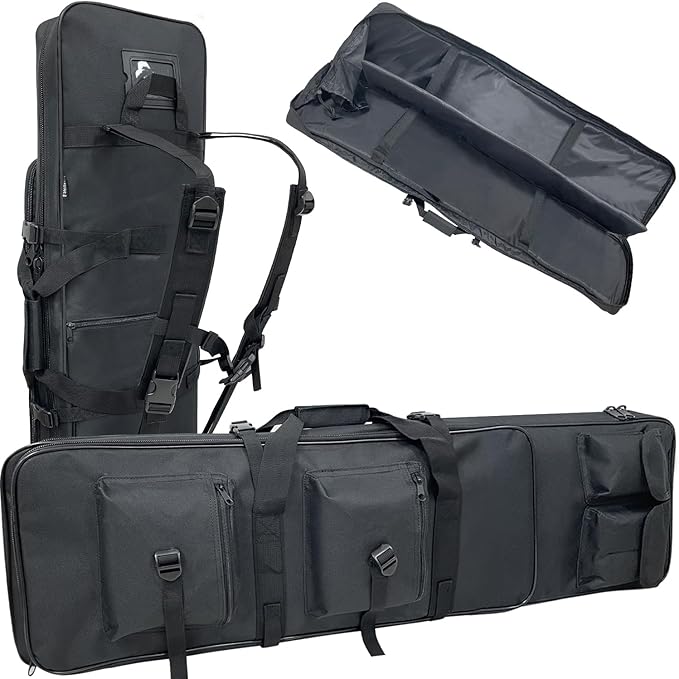 Sutekus Tactical Double Rifle Case Gun Case Padded Rifle Storage Backpack Integrated Pistol and Magazine Storage (3 Sizes 2 color)
