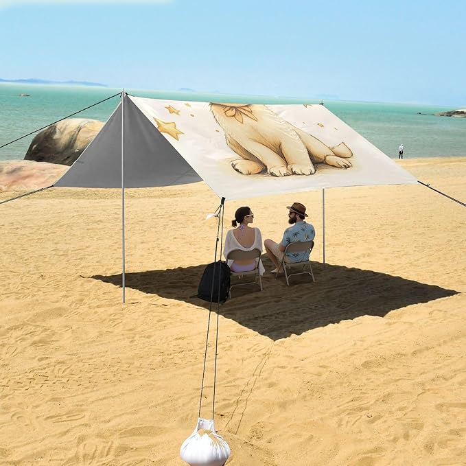 ALAZA Cute Puppy Dog with Stars Beach Tent Sun Shelter Portable Canopy Sunshade for Outdoor Camping Picnics Backyard Fun 10x9 ft