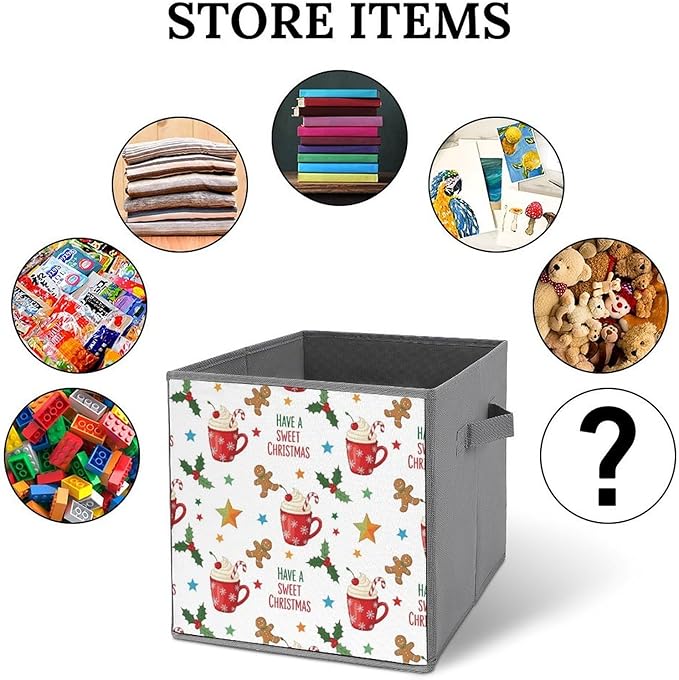 Foldable Fabric Storage Bins with Handles Cute Gingerbread Have A Sweet Christmas Versatile Collapsible Cube for Organizing Crafts Accessories Ideal for Craft Room &amp Office