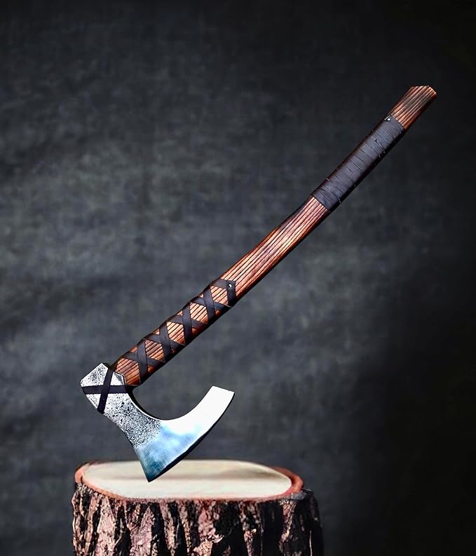 Axe of Ragnar Lothbrok – Battle Ready Handforged Viking Axe 'Ragnar' Replica Viking Battle Axes - Bearded Norse Throwing Authentic Medieval Viking Axe (fire Forged Viking Axe)