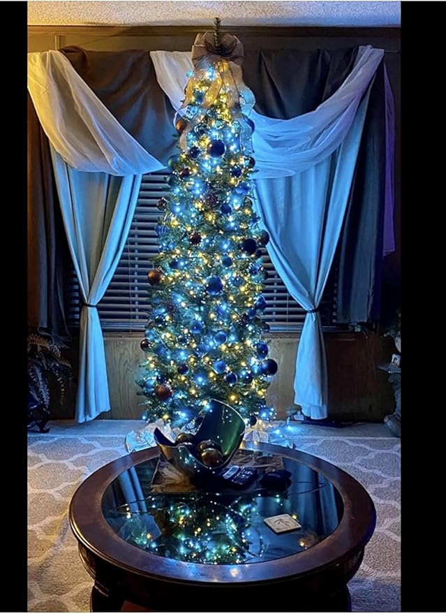 100 Counts Aqua LED Christmas Lights – 50ft 5mm Aqua Christmas Lights Outdoor Commercial Grade Waterproof Indoor Christmas Tree Decorations Green Wire Mini Aqua String Lights UL IP:65