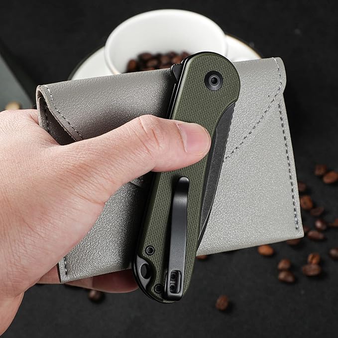 CIVIVI Elementum II Pocket Folding Knife 2.96 Nitro-V Steel Blade G10 Handle Utility Knife with Deep Carry Pocket Clip for Camping Hiking Hunting C18062P-3