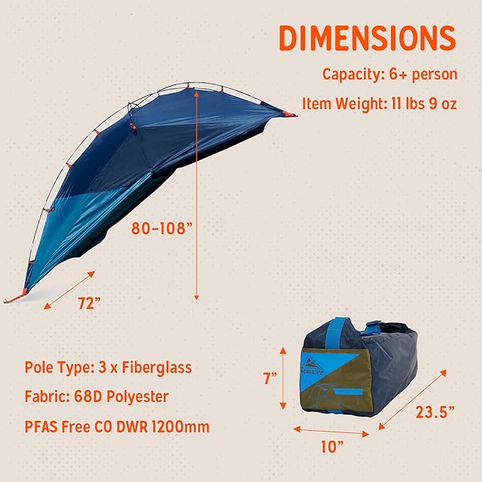Kelty Highroads Overlanding Shelter - Universal Mount Car Camping Tent with Large Zippered Entry Aluminum Frame Adjustable Walls and Windows UV Protection Rainproof Stuff Duffel Included 2024