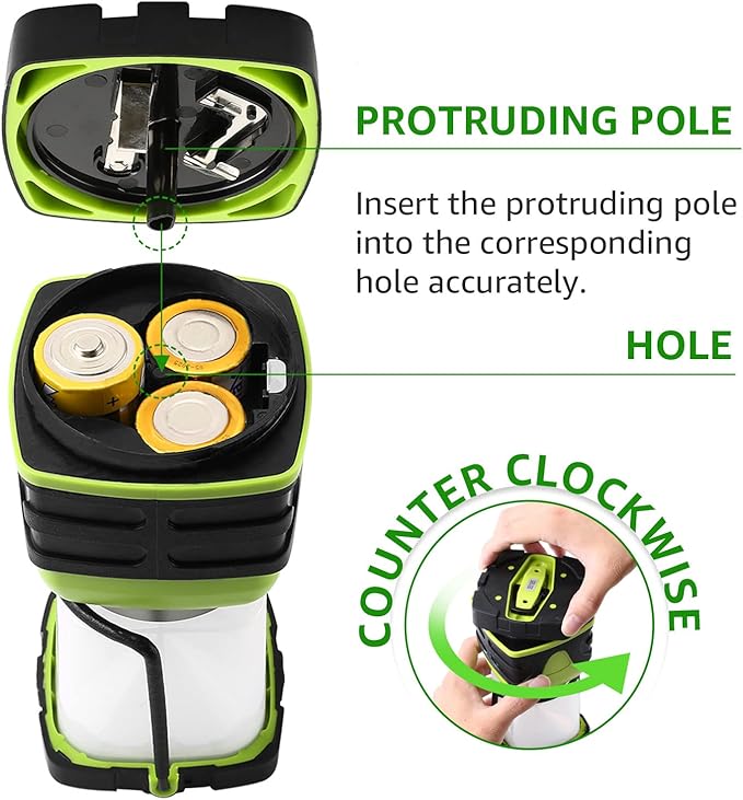 LE 1000LM Battery Powered LED Camping Lantern Waterproof Tent Light with 4 Light Modes Camping Essentials Portable Lantern Flashlight for Camping Emergency Light Power Outages Not Rechargeable