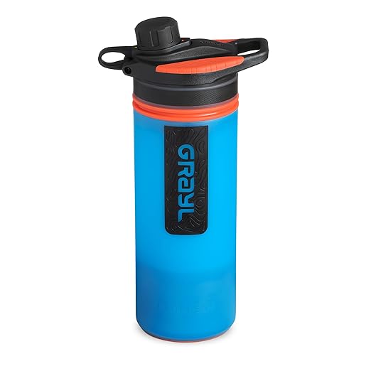 GRAYL GeoPress 24 oz Water Purifier Bottle - Filter for Hiking Camping Survival Travel (Bali Blue)