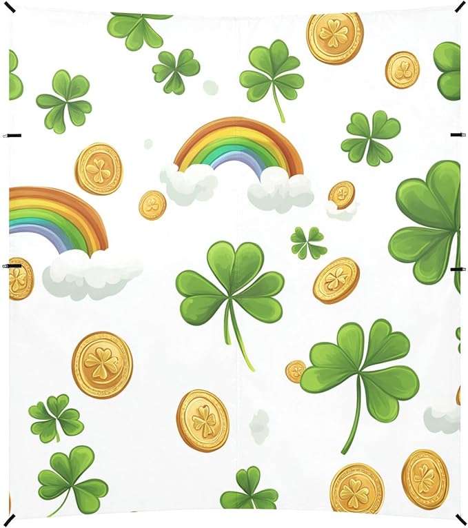 ALAZA St Patrick Day Clover Rainbow Clound Coins Beach Tent Sun Shelter Portable Canopy Sunshade for Outdoor Camping Picnics Backyard Fun 10x9 ft