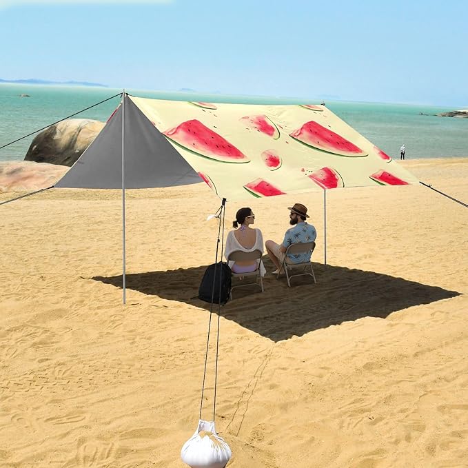 ALAZA Cute Watermelon Pattern Beach Tent Sun Shelter Portable Canopy Sunshade for Outdoor Camping Picnics Backyard Fun 10x9 ft