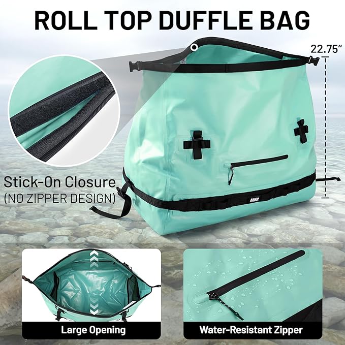 MIER Waterproof Duffel Bag Motorcycle Dry Bag Backpack Large Roll-Top Heavy Duty Dry Duffle Bags for Kayaking Camping Boating Gym Beach Cruise Ship 60L/80L