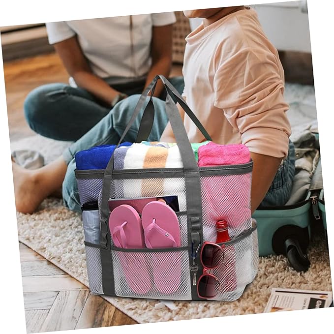 Housoutil 5pcs Mesh Shower Tote Bag Portable Mesh Shower Bag for Travel Beach Outdoor Activities for Bath Toys Daily Use
