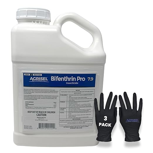 Agrisel Bifenthrin Pro 7.9 Insect Control Safe for Plants &amp Crops Insecticide Effective Against 125+ Insects Includes 3-Pack of Agrisel Protective Gloves 1 Gallon