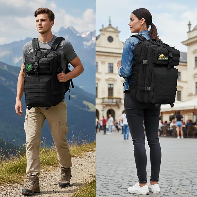 45L Military Tactical Backpack for Men &amp Women Bug Out Bag Assault pack Molle Daypack Hiking Trekking Rucksack(45L black)