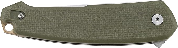CRKT Tueto EDC Pocket Knife: Everyday Carry Utility Folder Plain Edge Drop Point Blade with Liner Lock Assisted Open Bead Blast Finish Olive Green G10 Handle 5325